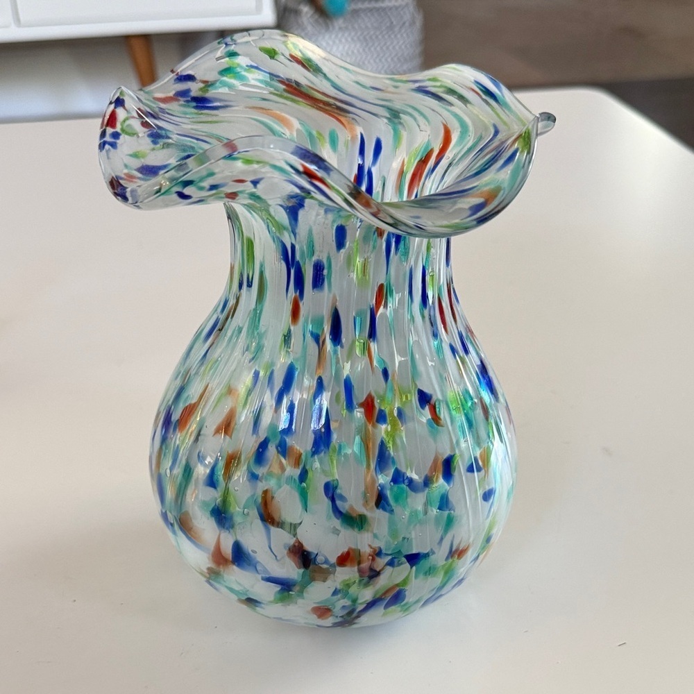 MCM colorful glass vase / Vintage Murano